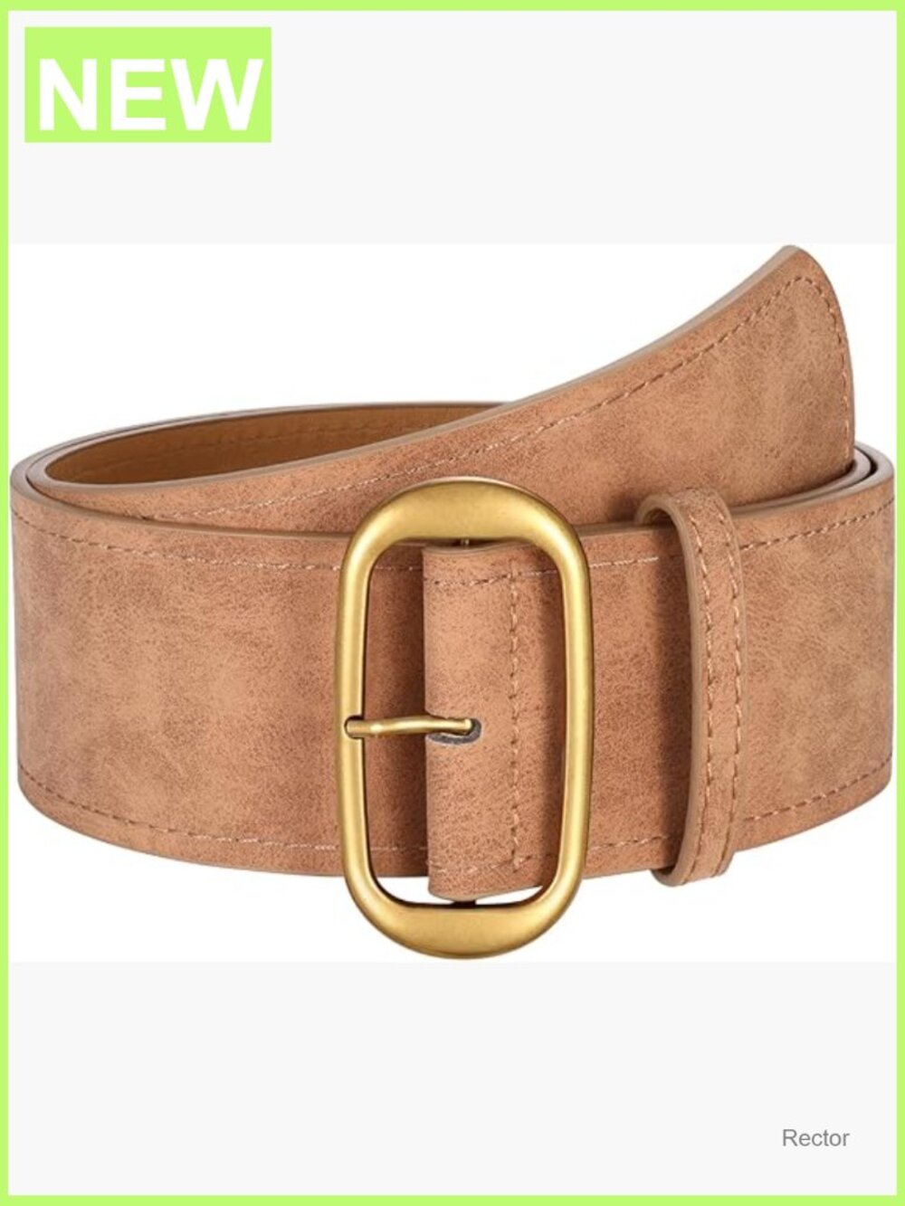 Wide Suede Waist Belt with Gold Buckle | Chunky Belt - Picture 1 of 7